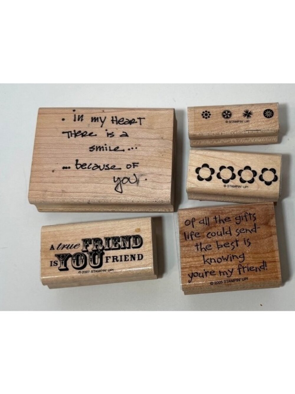 Stampin Up Friendship Rubber Stamps Sentiments Quotes Floral Wood Mounted Lot